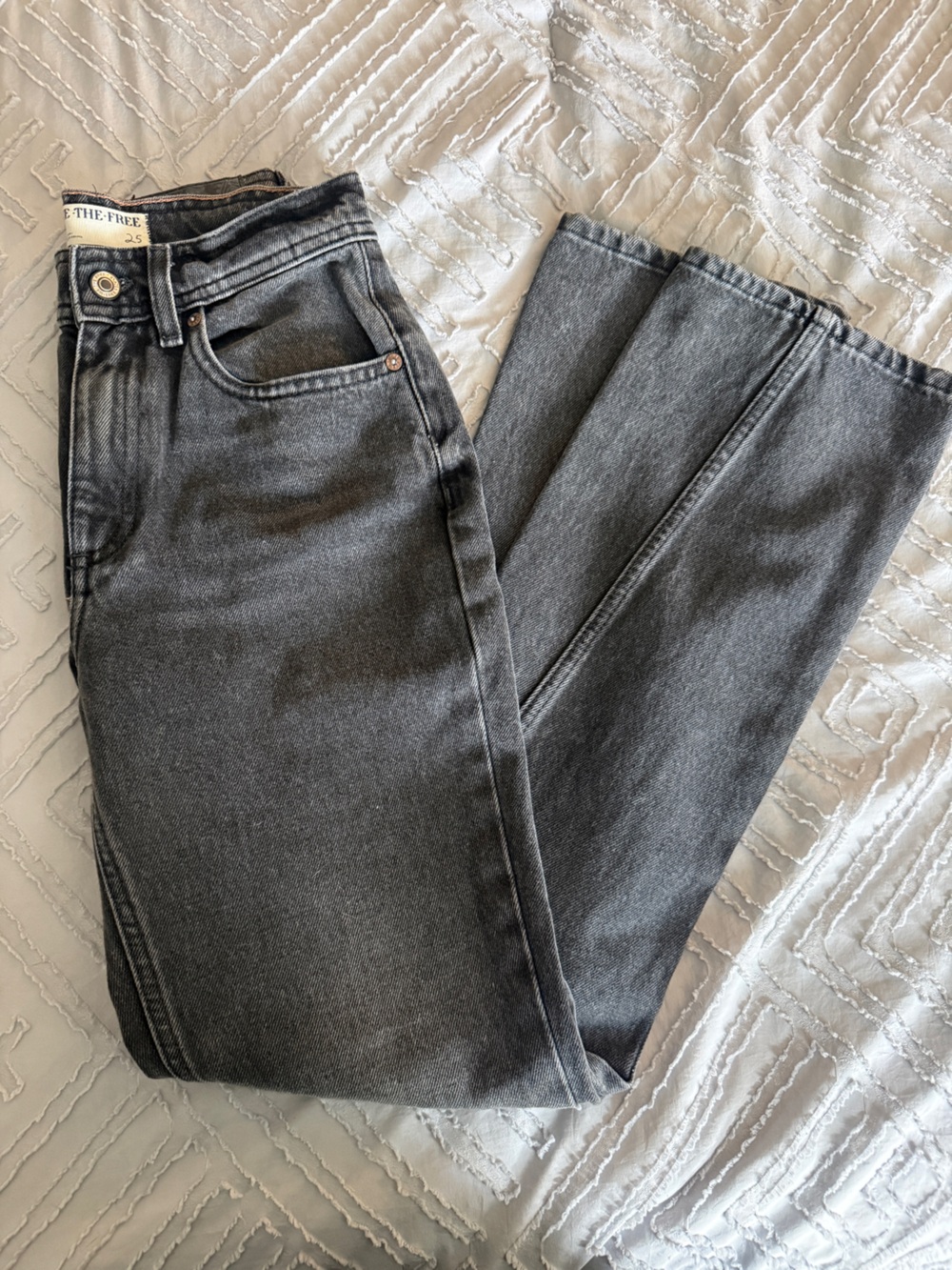 Free People Straight Leg Jeans in Washed Charcoal